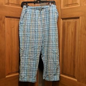 Women's L Erika Blue Plaid Capri Elastic Waist EUC. Bundle & save!